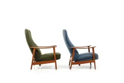 Pamono Set of Mid-Century Danish Teak Reclining Lounge Chairs, 1960s><noscript><img width=