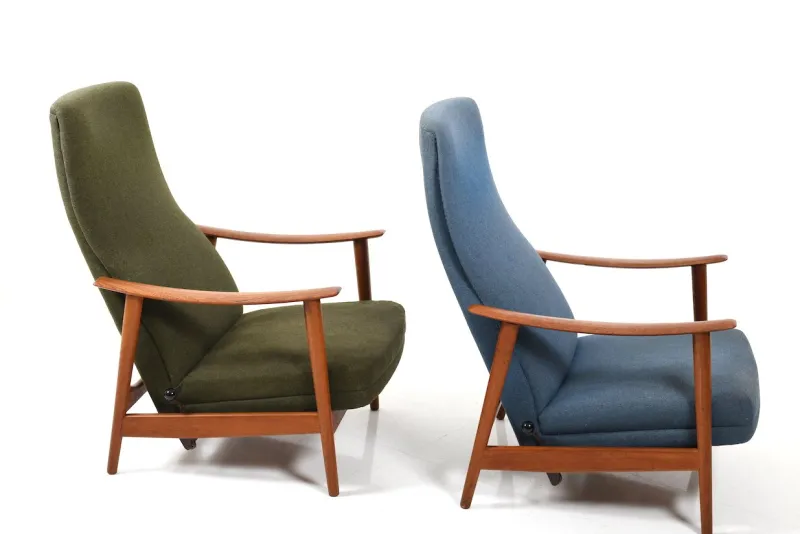 Pamono Set of Mid-Century Danish Teak Reclining Lounge Chairs, 1960s> Lounge Chairs & Armchairs