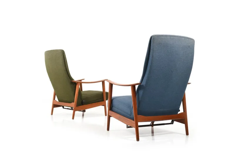 Pamono Set of Mid-Century Danish Teak Reclining Lounge Chairs, 1960s> Lounge Chairs & Armchairs