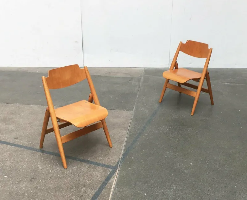 Hot Pamono Set of Mid-Century German SE 18 Children Folding Chairs by Egon Eiermann for Wilde+spieth, 1950s