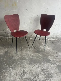 Pamono Set of Mid-Century Modern Red Dining Chairs, 1960s> Side Chairs & Dining Chairs