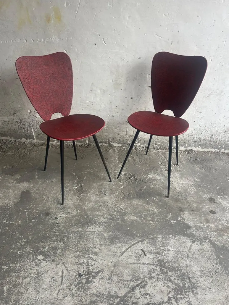 Pamono Set of Mid-Century Modern Red Dining Chairs, 1960s> Side Chairs & Dining Chairs