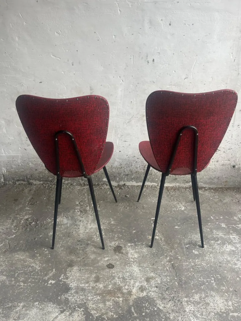 Pamono Set of Mid-Century Modern Red Dining Chairs, 1960s> Side Chairs & Dining Chairs