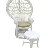 Sale Pamono Set of Mid-Century White Rattan & Wicker Peacock Chair and Ottoman, 1970s