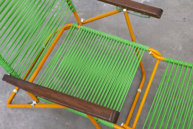 Clearance Pamono Set of Outdoor Deck Chairs with Corded PVC, 1960s