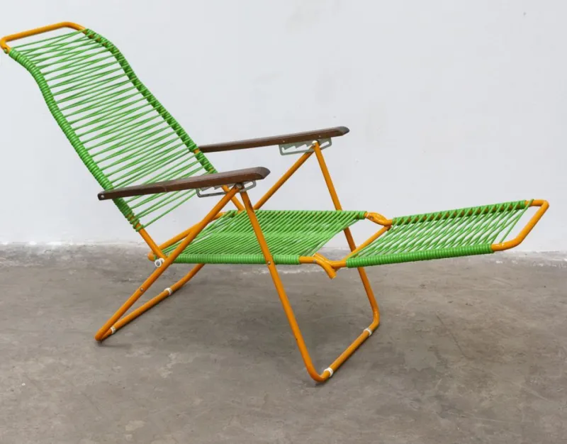 Clearance Pamono Set of Outdoor Deck Chairs with Corded PVC, 1960s