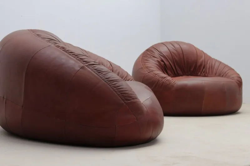 Discount Pamono Set of Pangolin Leather Sofa and Armchair by Egg Designs, 2015