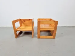 Pamono Set of Pine Children's Table Chairs by Marcel Gascoin, France, 1970s> Garden Tables
