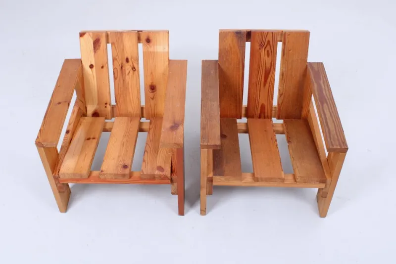 Pamono Set of Pine Crate Wood Children's Chairs in the style of Gerrit Rietveld, 1980s> Children's Chairs