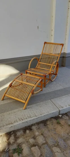 Sale Pamono Set of Rattan Lounger and Ottoman, 1980s