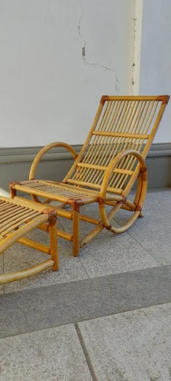 Sale Pamono Set of Rattan Lounger and Ottoman, 1980s