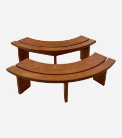 Pamono Set of S38 Benches in Elm by Pierre Chapo, 1970s> Benches