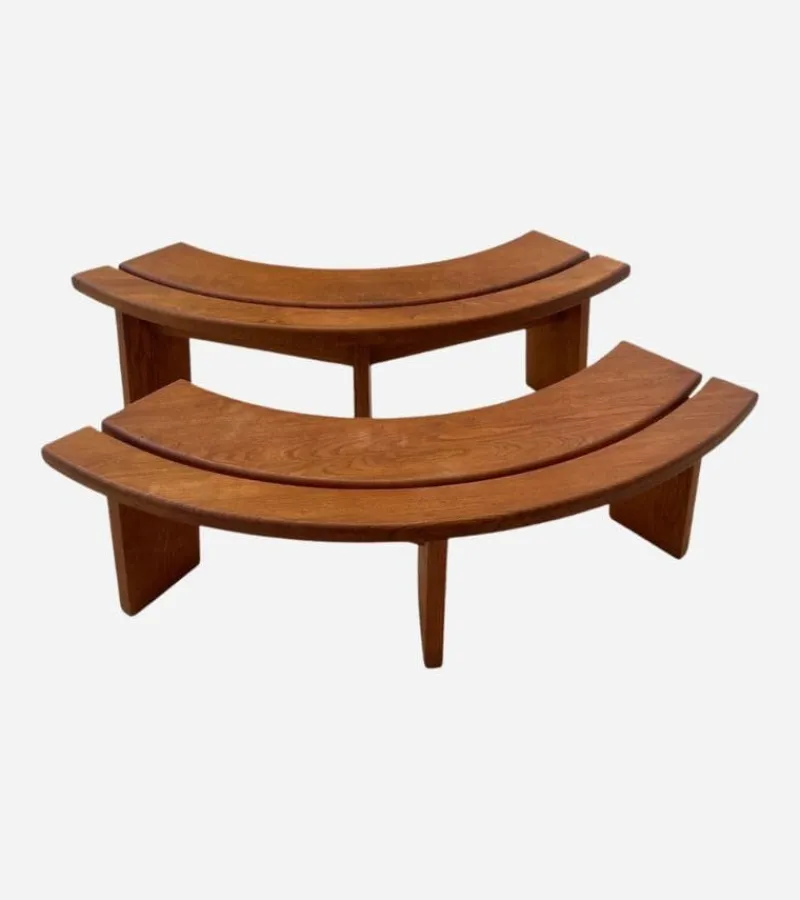 Pamono Set of S38 Benches in Elm by Pierre Chapo, 1970s> Benches
