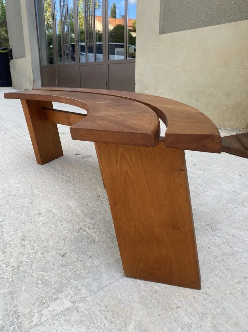 Pamono Set of S38 Benches in Elm by Pierre Chapo, 1970s> Benches