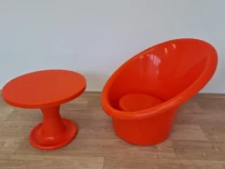 Pamono Set of Skopa Lounge Chair & Table by Ole Gjerløv Knudsen & Torben Lind for Ikea, 1976><noscript><img width=