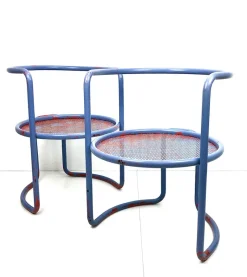 Clearance Pamono Set of Steel Tube Armchairs with Perforated Sheet Seat, 1960s