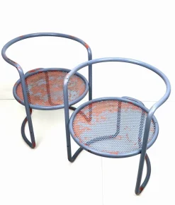 Clearance Pamono Set of Steel Tube Armchairs with Perforated Sheet Seat, 1960s