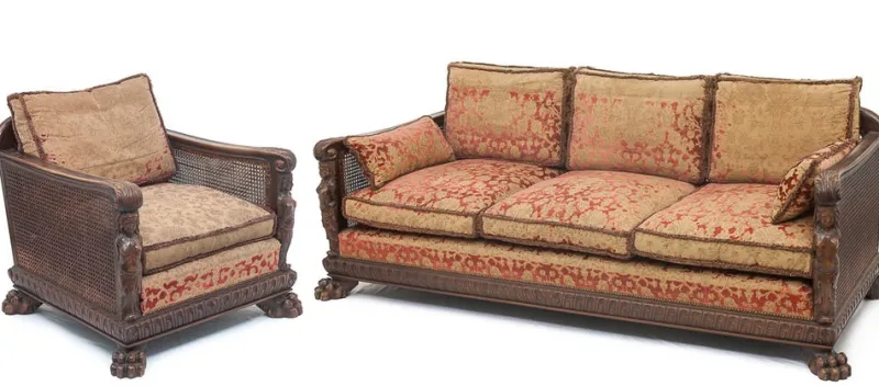 New Pamono Set of 19th Century Renaissance Sofa and Armchair in Walnut