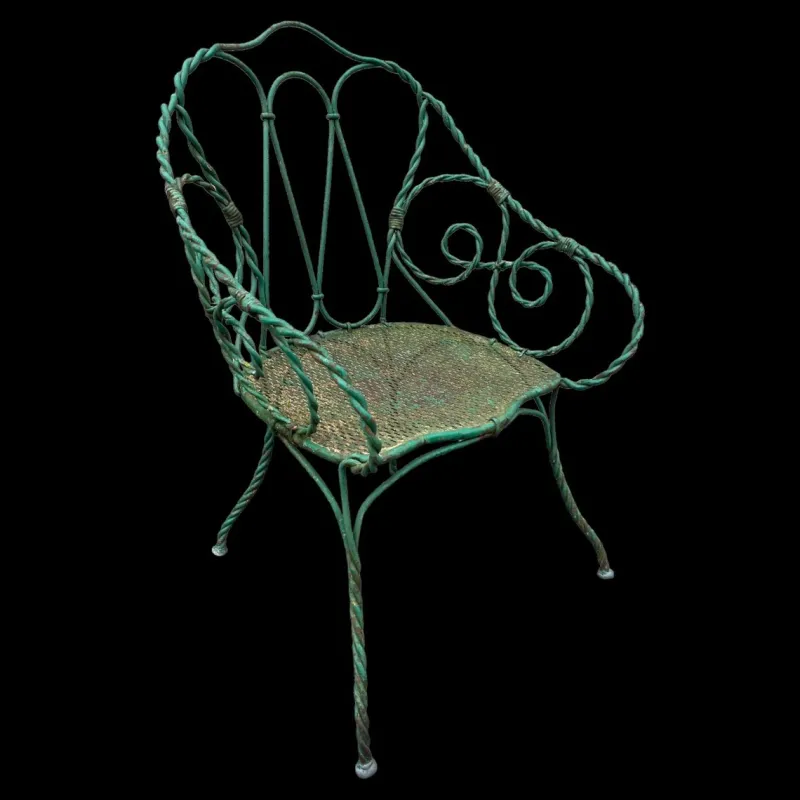 Hot Pamono Set of Twisted Iron Garden Chair and Table, 1900s