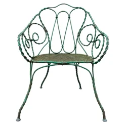 Hot Pamono Set of Twisted Iron Garden Chair and Table, 1900s