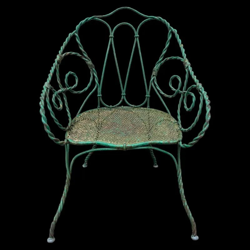 Hot Pamono Set of Twisted Iron Garden Chair and Table, 1900s