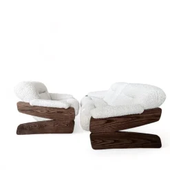 Pamono Set of Vintage Brutalist Sofa and Lounge Chair, 1970s><noscript><img width=