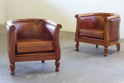 Online Pamono Set of Vintage Club Chairs in Leather, 1920s