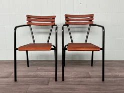 Pamono Set of Vintage Italian Bar Bistro Chairs in Metal and Wood, 1950s><noscript><img width=