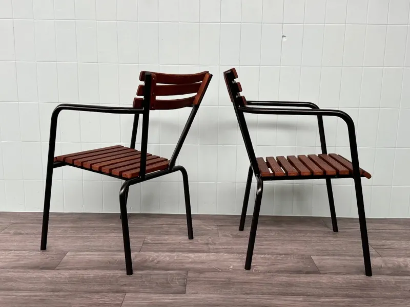 Pamono Set of Vintage Italian Bar Bistro Chairs in Metal and Wood, 1950s> Garden Seating