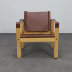 New Pamono Set of Vintage Lounge Chairs in Teak and Saddle Leather by Karl Heinz Bergmiller for Escriba, 1970s