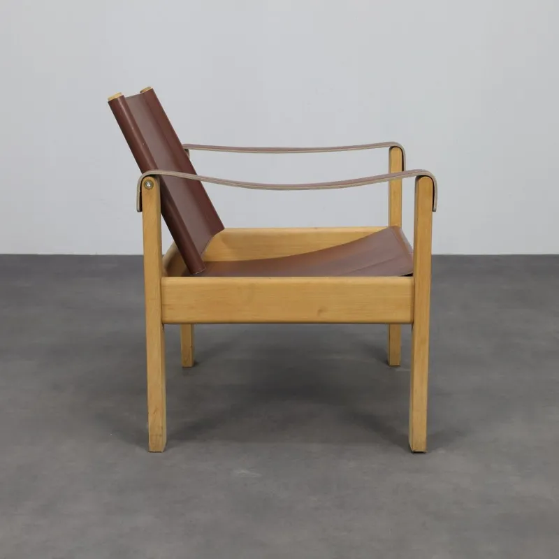 New Pamono Set of Vintage Lounge Chairs in Teak and Saddle Leather by Karl Heinz Bergmiller for Escriba, 1970s