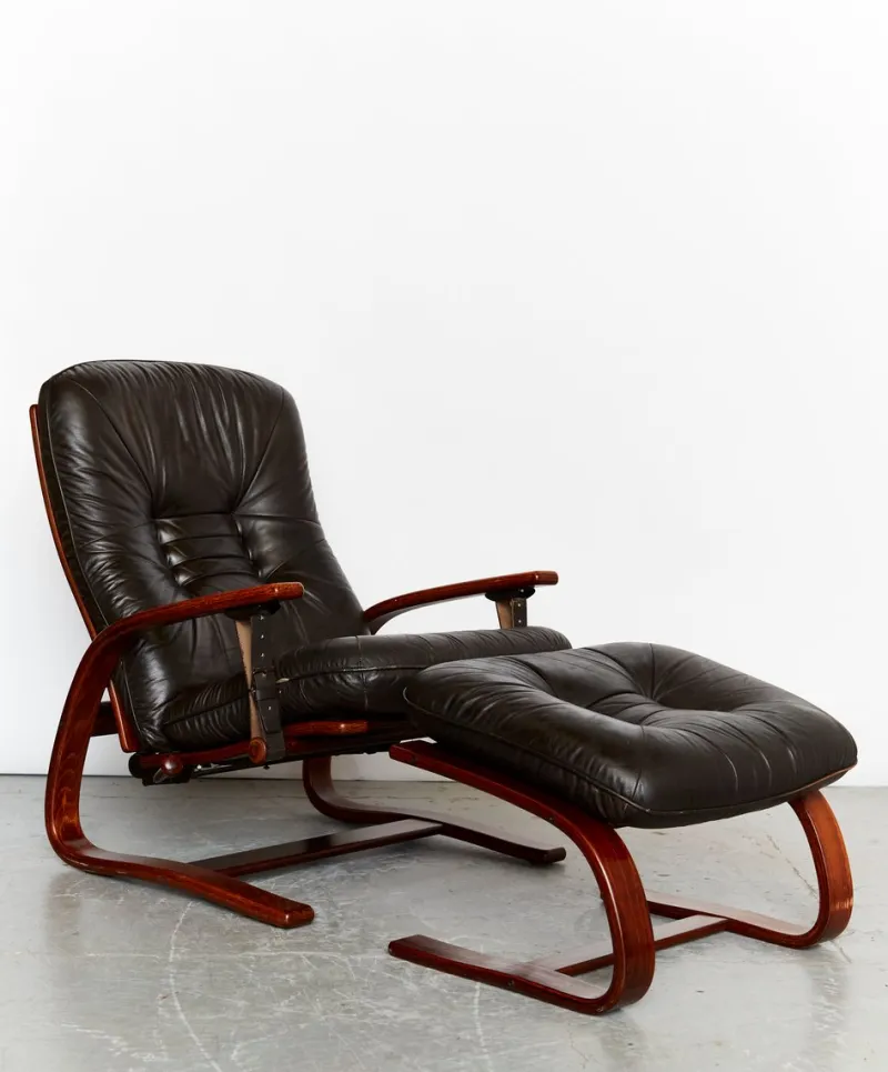 Sale Pamono Set of Vintage Scandinavian Armchair with Ottoman by Arnt Lande for Westnofa, 1970s
