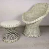 Pamono Set of Vintage White Rattan Armchair and Table> Garden Seating