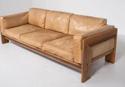 Pamono Set of Wood & Leather Bastiano Seating Set by Tobia Scarpa for Gavina, Italy, 1960s> Living Room Sets