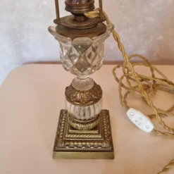 Pamono Shaped Crystal, Bronze and Brass Desk Lamp, Early 1900s><noscript><img width=