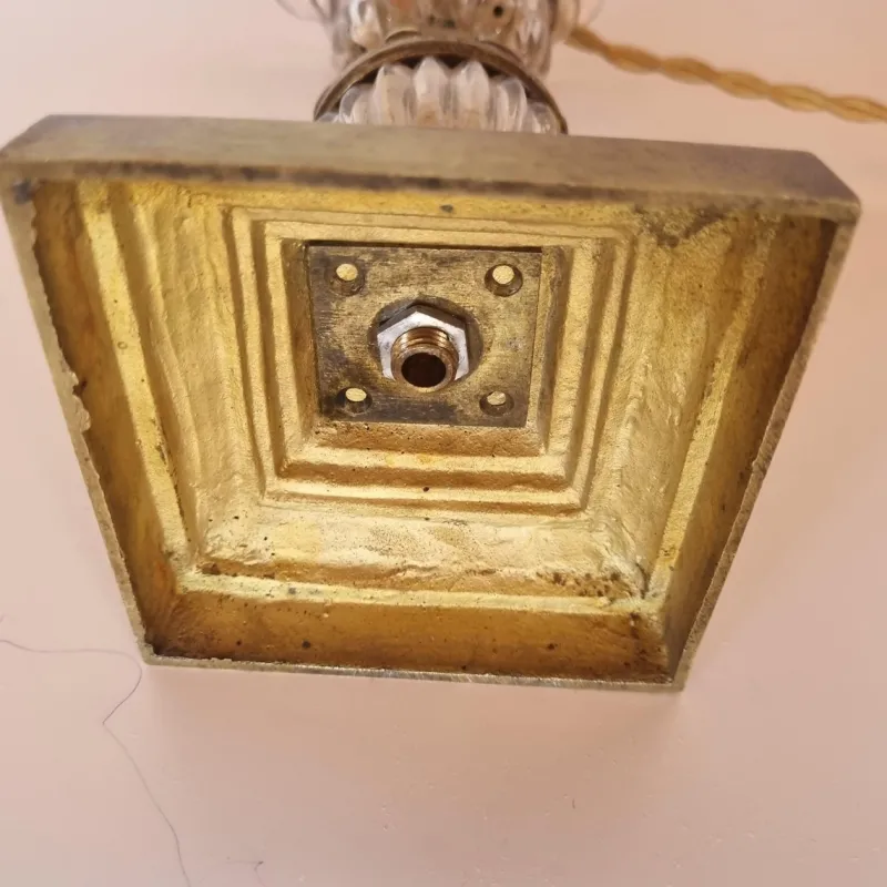 Pamono Shaped Crystal, Bronze and Brass Desk Lamp, Early 1900s> Table Lamps