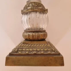 Pamono Shaped Crystal, Bronze and Brass Desk Lamp, Early 1900s><noscript><img width=