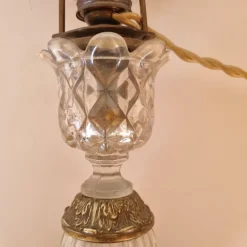 Pamono Shaped Crystal, Bronze and Brass Desk Lamp, Early 1900s><noscript><img width=