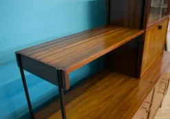 Pamono Shelving Unit Desk in Teak and Walnut from Vanson, 1950s><noscript><img width=
