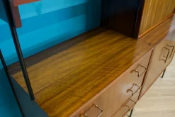 Pamono Shelving Unit Desk in Teak and Walnut from Vanson, 1950s><noscript><img width=