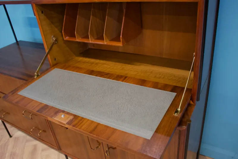 Pamono Shelving Unit Desk in Teak and Walnut from Vanson, 1950s> Shelves & Wall Units