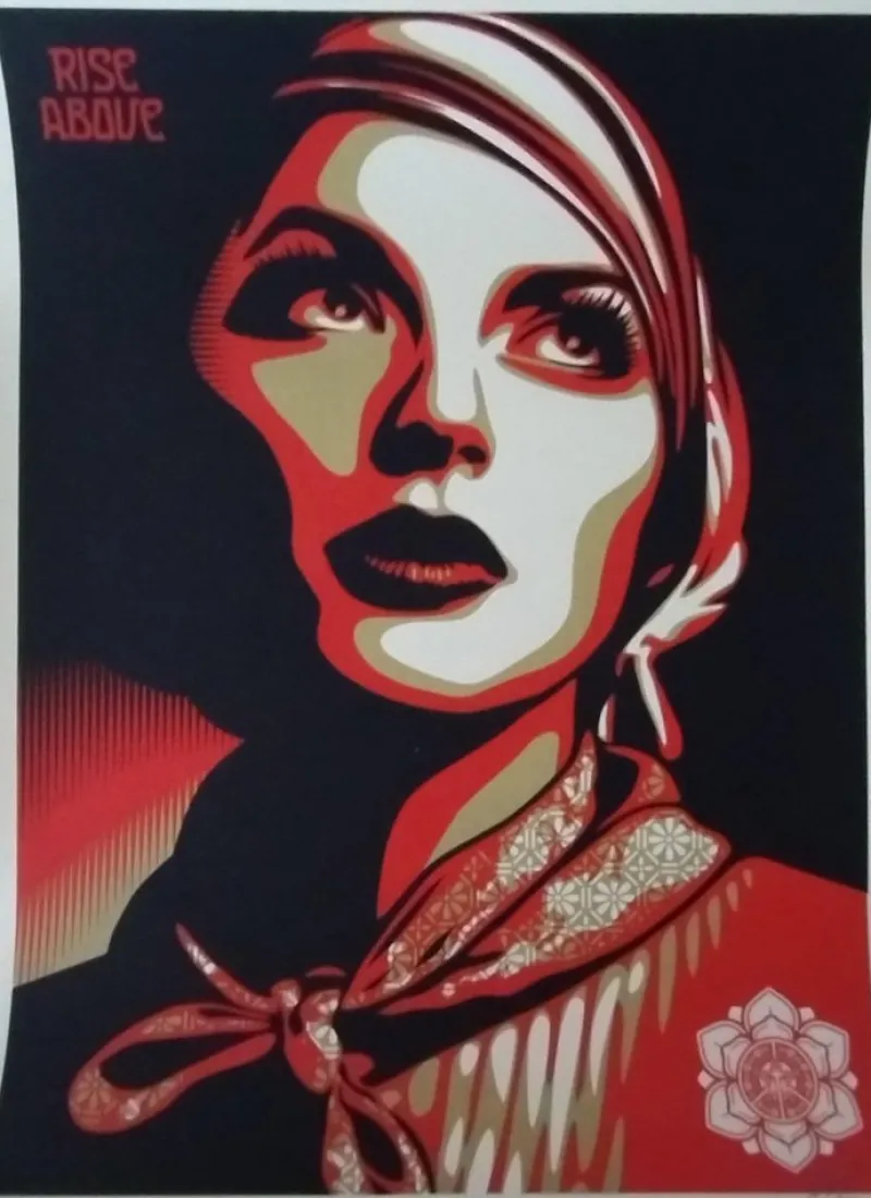 Outlet Pamono Shepard Fairey Obey, Rise Above Rebel, Screenprint