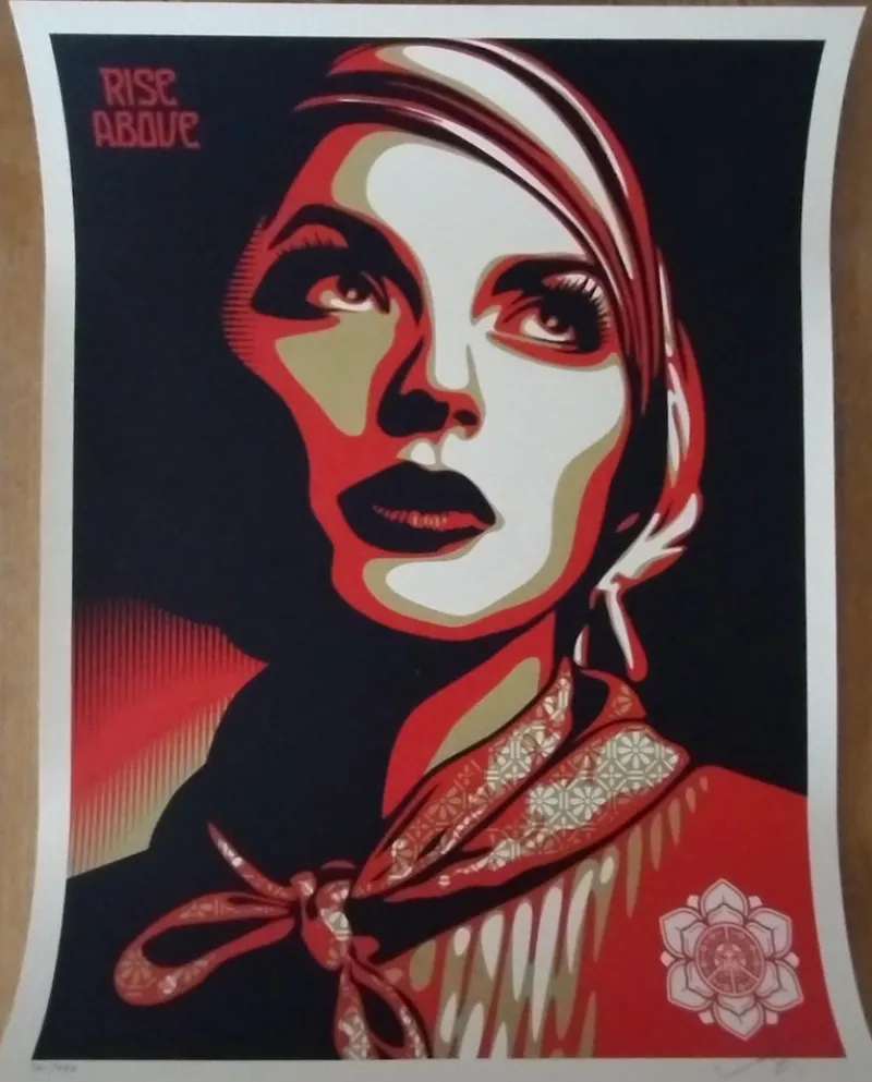 Outlet Pamono Shepard Fairey Obey, Rise Above Rebel, Screenprint