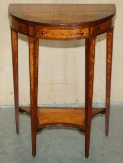 Pamono Sheraton Satinwood Demi Lune Console Tables, Set of 2><noscript><img width=