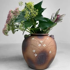 Hot Pamono Shigaraki Ikebana Flower Vase by Meizan, 1970s