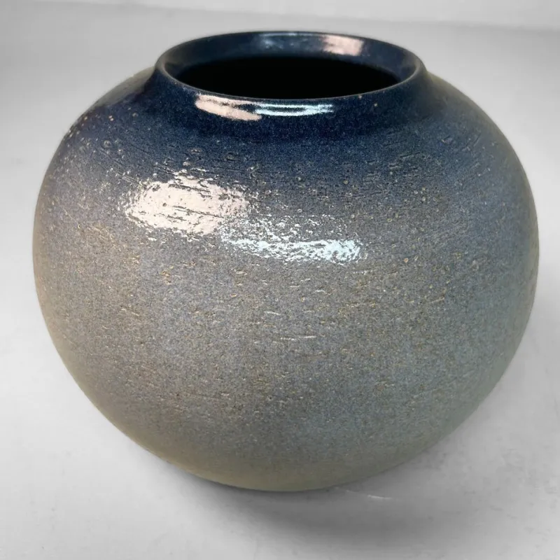 Clearance Pamono Shigaraki Ikebana Vase in Indigo Glaze, 1980s