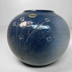 Clearance Pamono Shigaraki Ikebana Vase in Indigo Glaze, 1980s