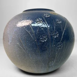 Clearance Pamono Shigaraki Ikebana Vase in Indigo Glaze, 1980s