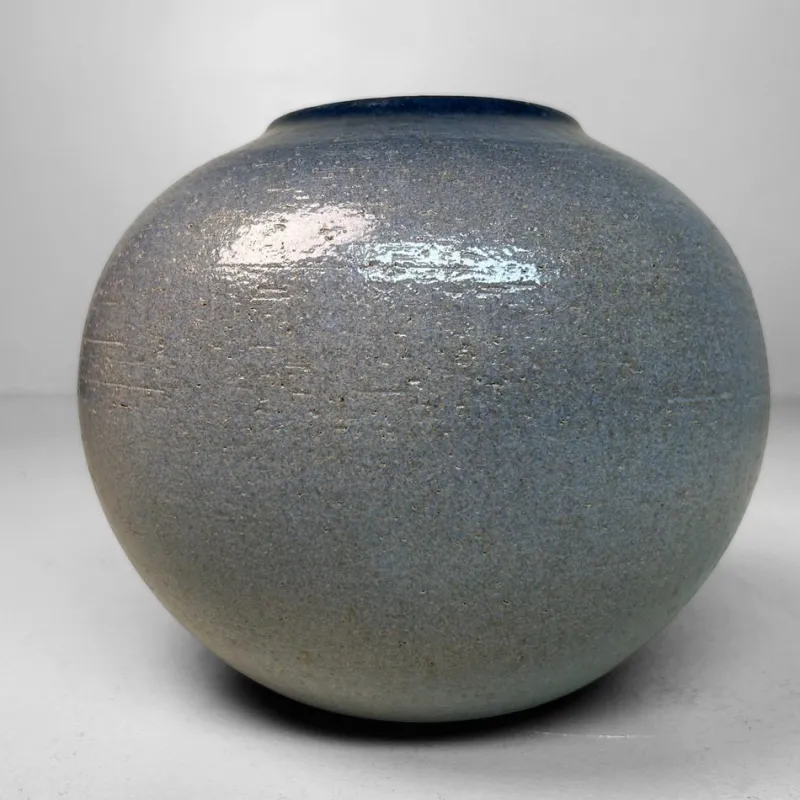 Clearance Pamono Shigaraki Ikebana Vase in Indigo Glaze, 1980s