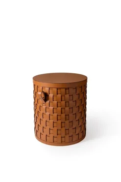 Sale Pamono Short Leather Demetra Round Basket